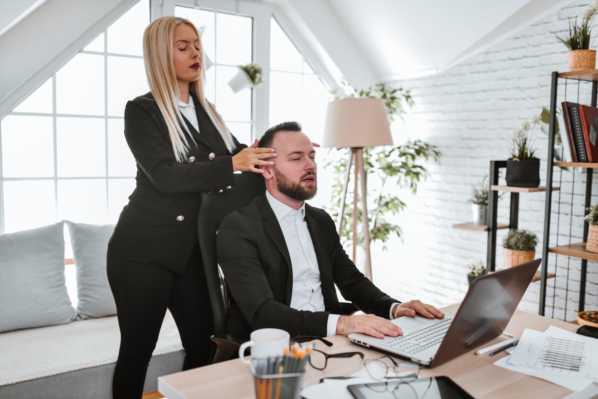 Corporate Massage in the Office at the Desk